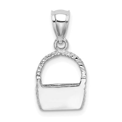 14k White Gold Flat Back Basket Charm