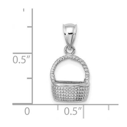 14k White Gold Flat Back Basket Charm