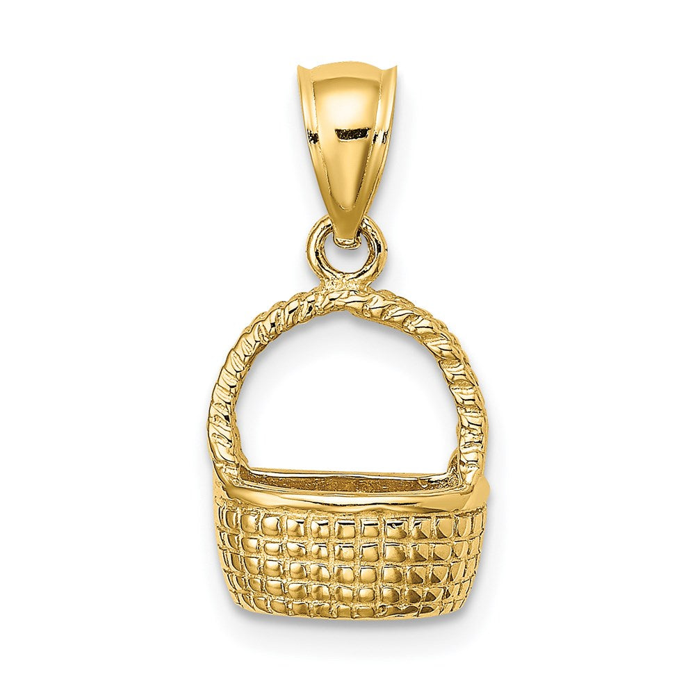 14k Yellow Gold 2-D Flat Back Basket Charm