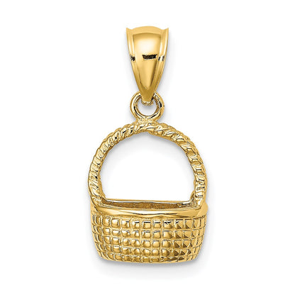 14k Yellow Gold 2-D Flat Back Basket Charm