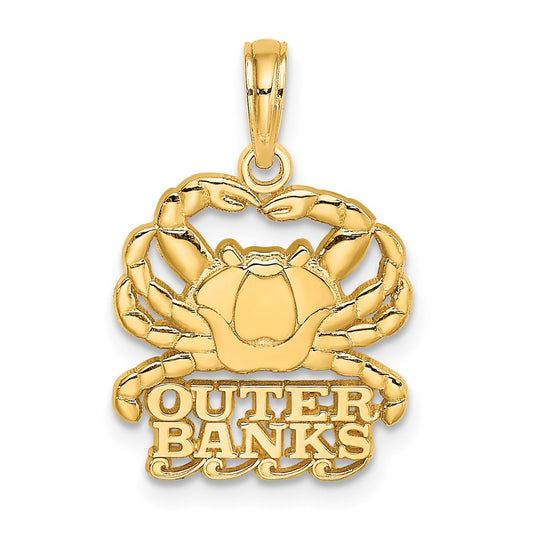 14k Yellow Gold Polished OUTER BANKS Crab Charm