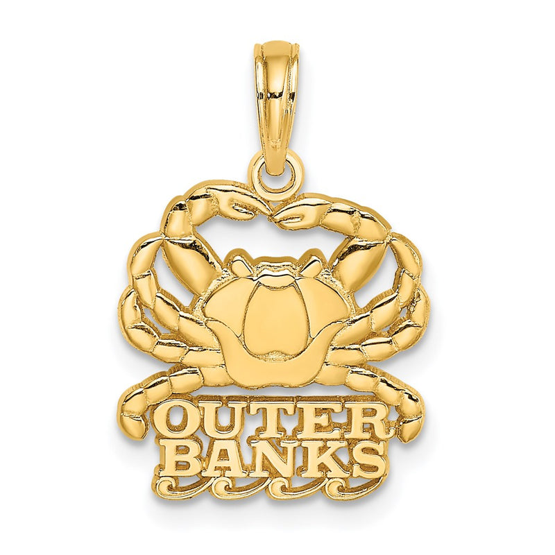 14k Yellow Gold Polished OUTER BANKS Crab Charm
