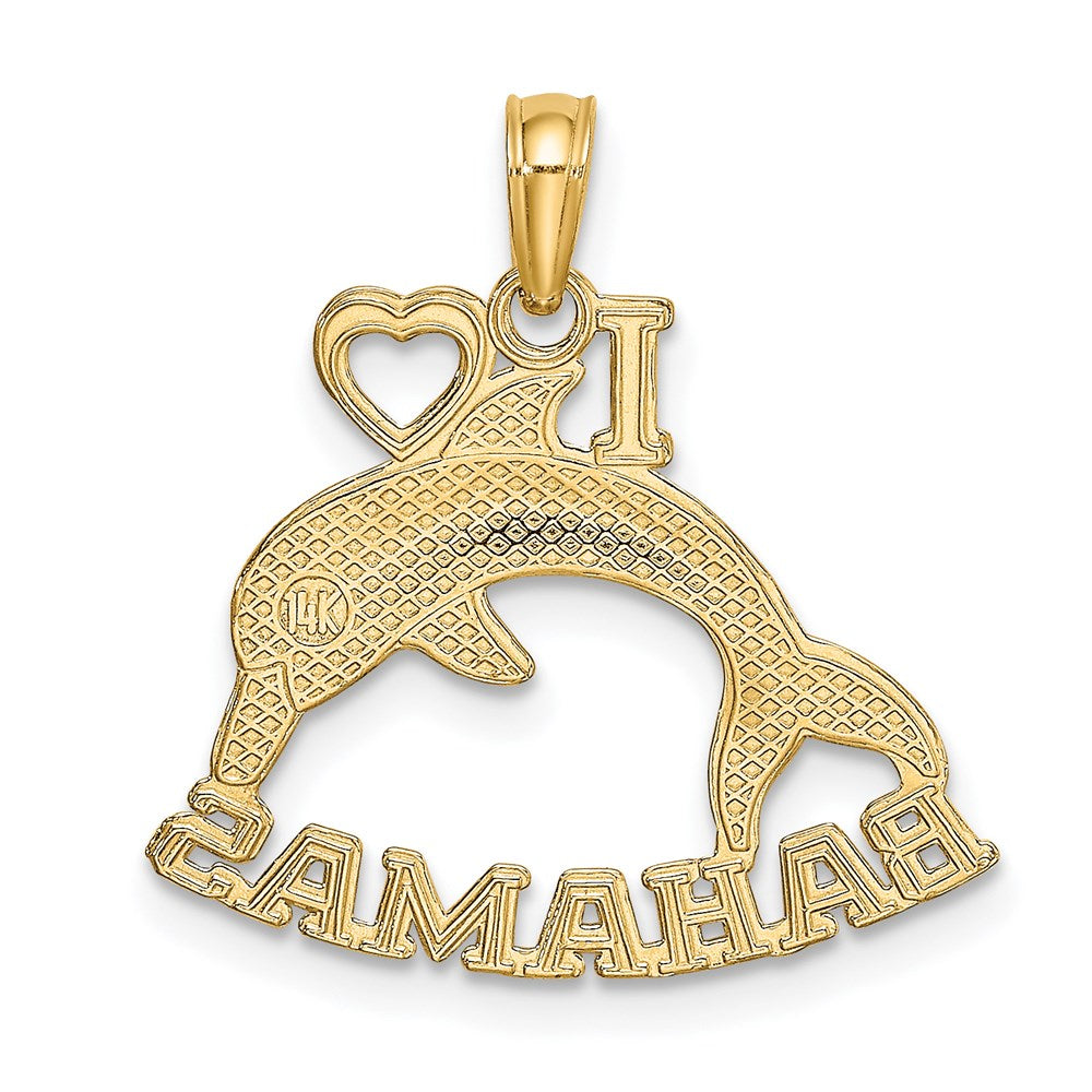 14k Yellow Gold I HEART  BAHAMAS W/ Dolphin Charm