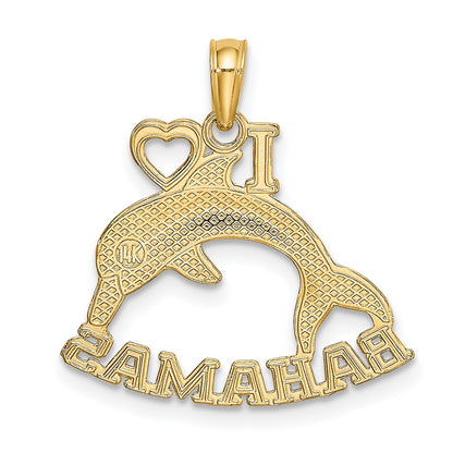 14k Yellow Gold I HEART  BAHAMAS W/ Dolphin Charm