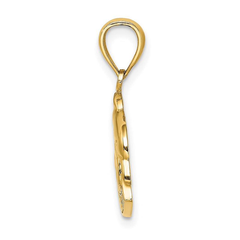 14k Yellow Gold 2-D ST. MARTIN Under Dolphin Charm