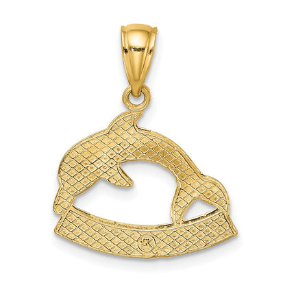 14k Yellow Gold 2-D ST. MARTIN Under Dolphin Charm