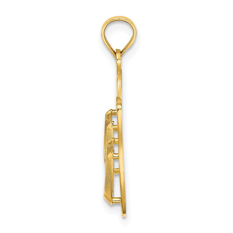 14k Yellow Gold  3D Large KEY WEST Double Flip Flop Charm