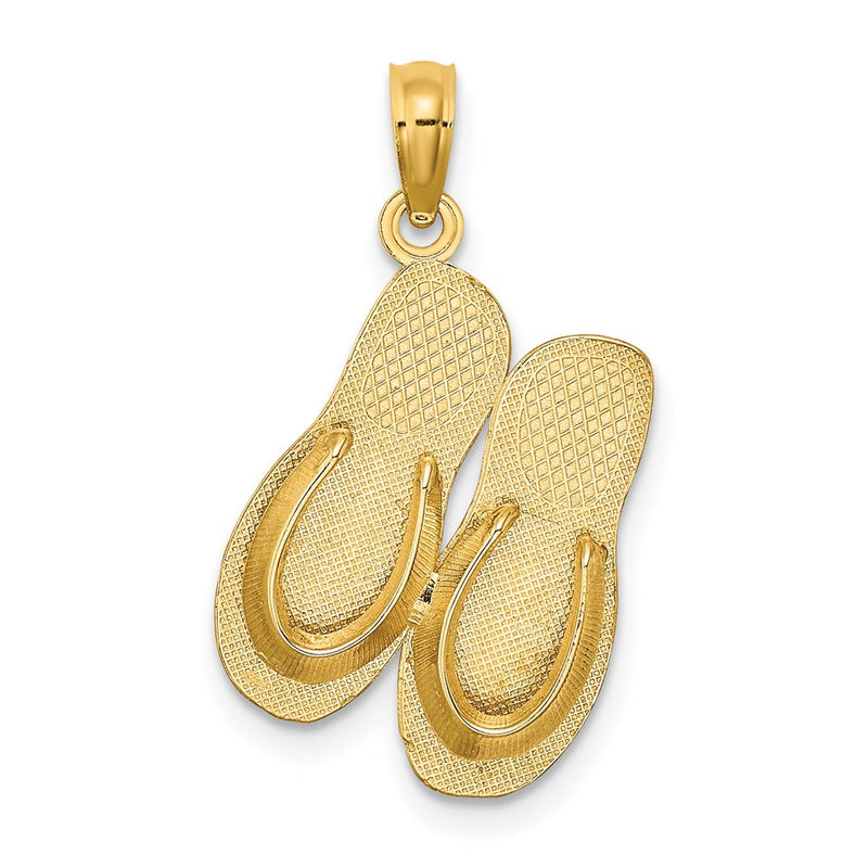 14k Yellow Gold  3D Large KEY WEST Double Flip Flop Charm
