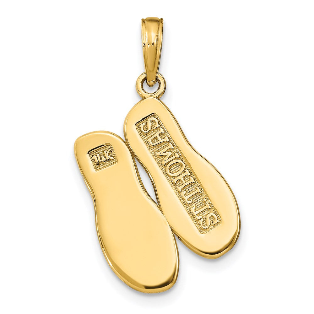 14k Yellow Gold ST. THOMAS Reversible Flip Flops Pendant