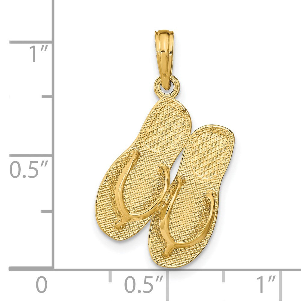 14k Yellow Gold ST. THOMAS Reversible Flip Flops Pendant