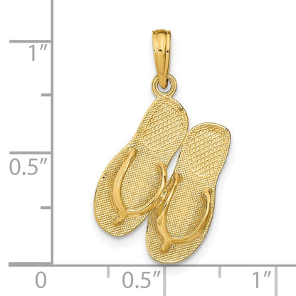 14k Yellow Gold ST. THOMAS Reversible Flip Flops Pendant