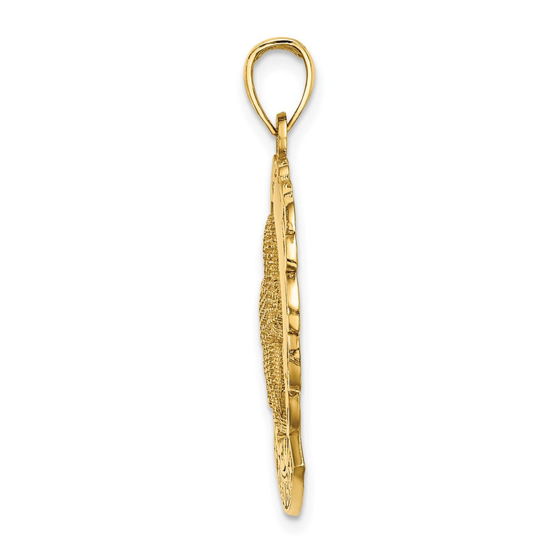14k Yellow Gold ARUBA Under Starfish and Dolphin In Wave Charm