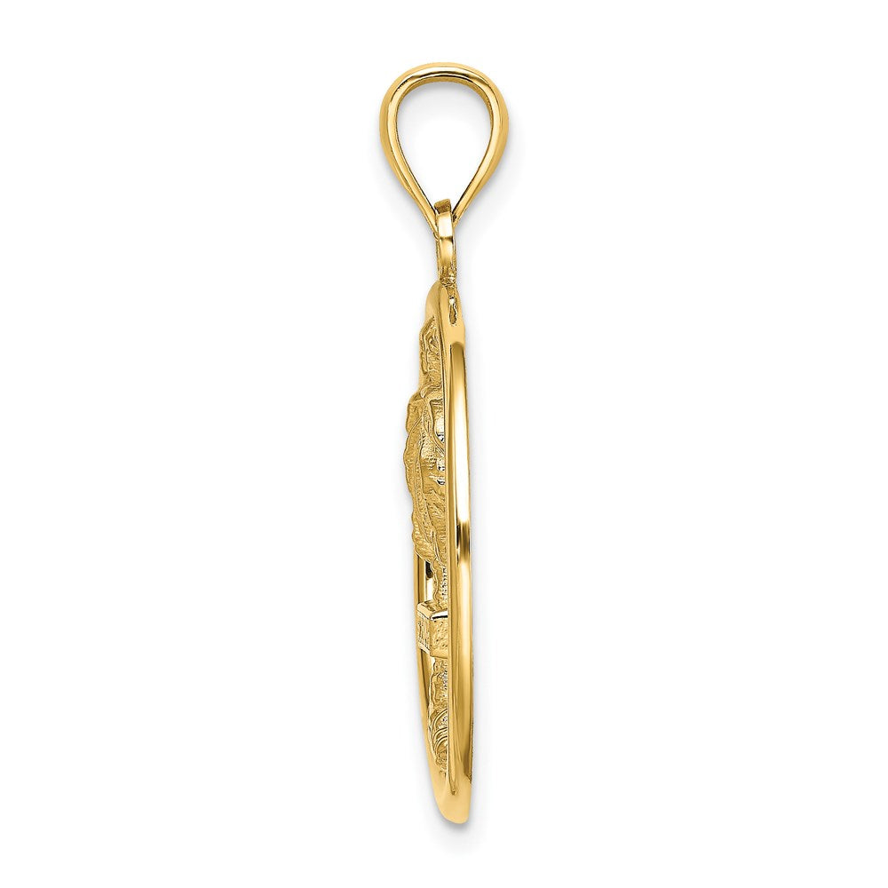 14k Yellow Gold ST. THOMAS Palm Tree Round Charm