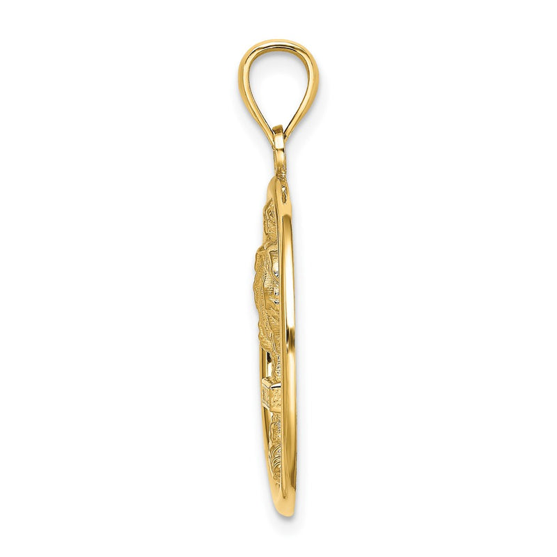 14k Yellow Gold ST. THOMAS Palm Tree Round Charm