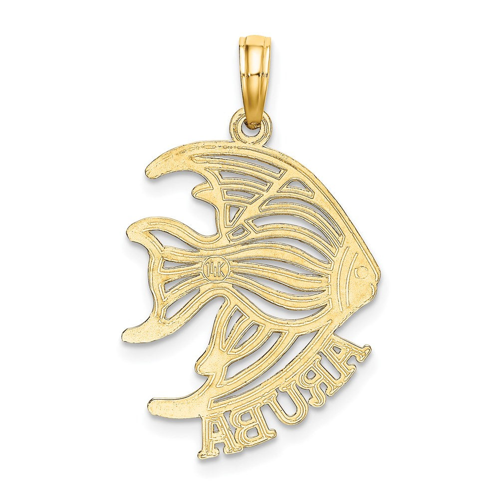 14k Yellow Gold Polished Cut-Out ARUBA Under Angelfish Charm