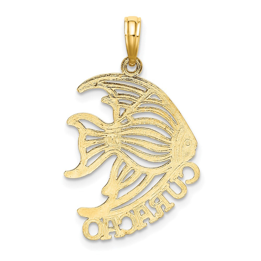 14k Yellow Gold Polished CURACAO Under Angelfish Charm