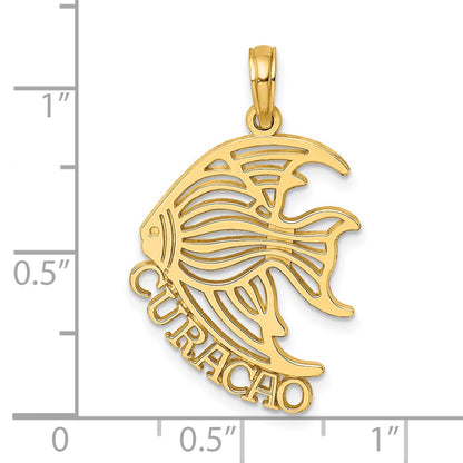 14k Yellow Gold Polished CURACAO Under Angelfish Charm