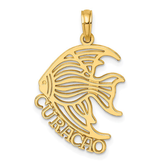 14k Yellow Gold Polished CURACAO Under Angelfish Charm