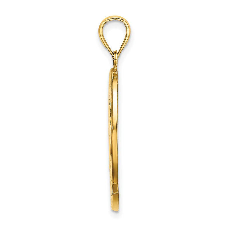 14k Yellow Gold ARUBA W/ Dolphin Sunset In Frame Charm