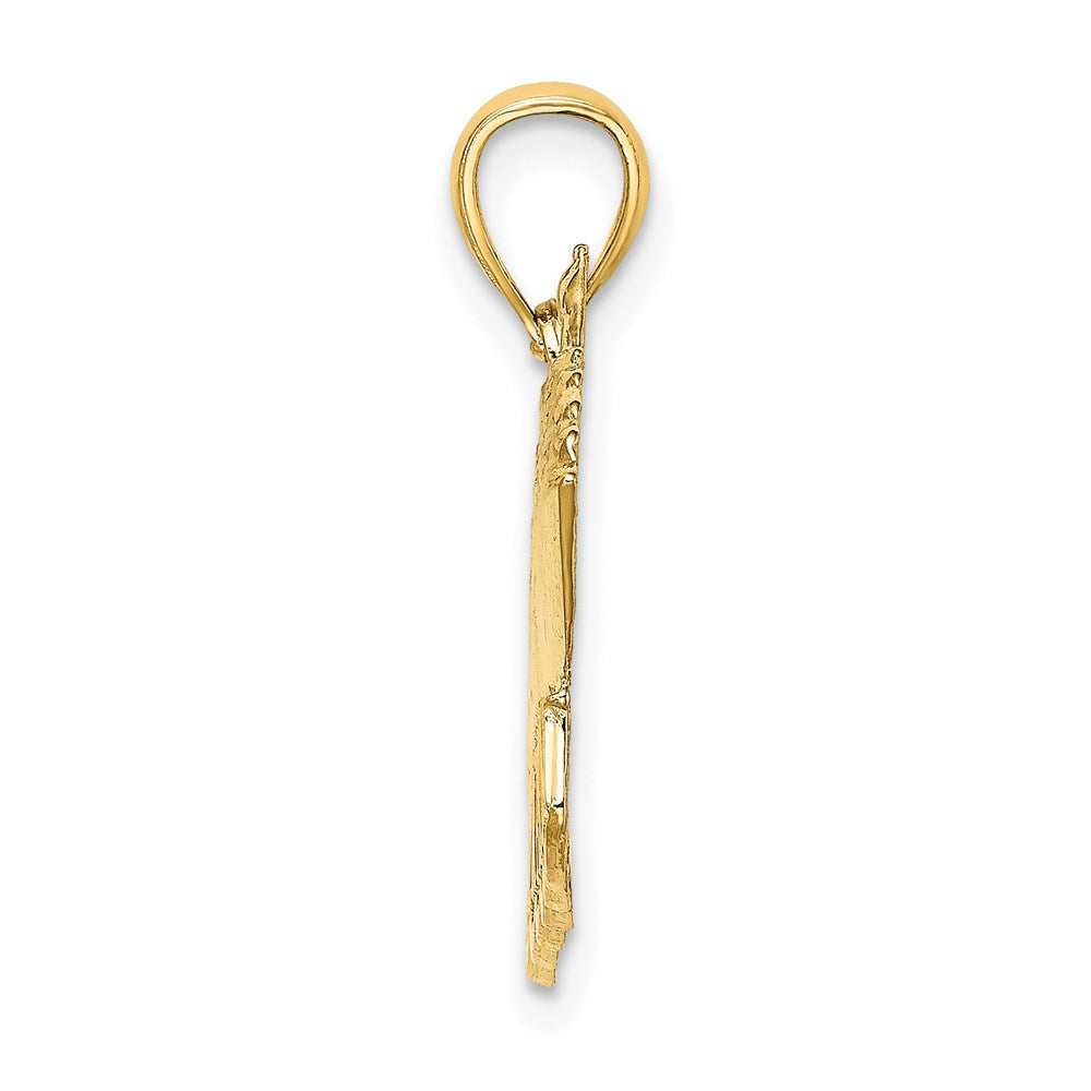 14k Yellow Gold 2-D Polished ST. MARTIN Cruise Ship w/ Waves Charm