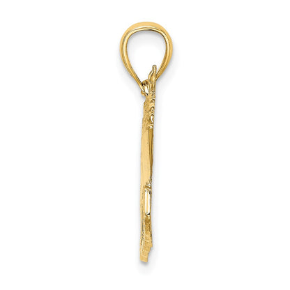 14k Yellow Gold 2-D Polished ST. MARTIN Cruise Ship w/ Waves Charm