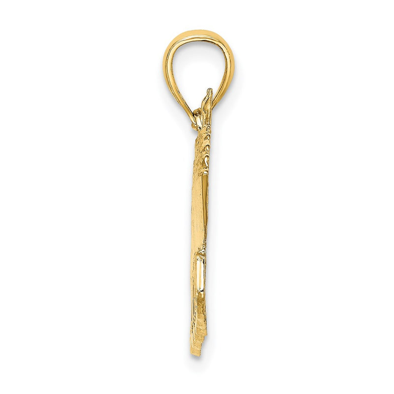 14k Yellow Gold 2-D Polished ST. MARTIN Cruise Ship w/ Waves Charm