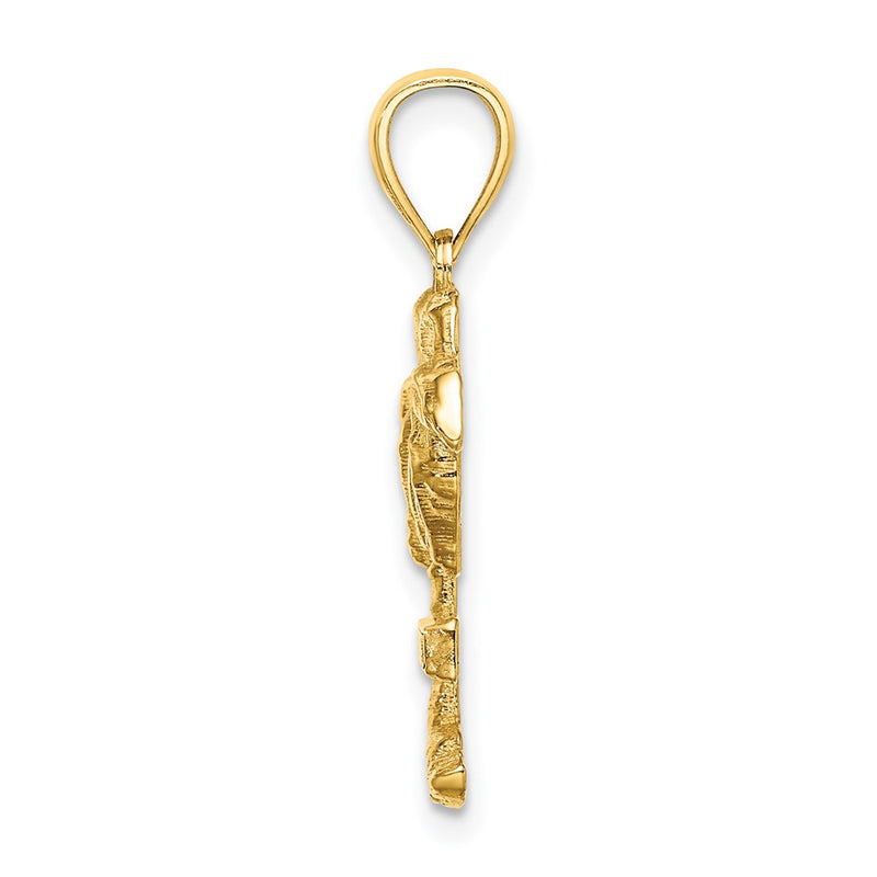 14k Yellow Gold 2-D CURACAO On Palm Tree Charm