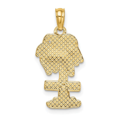 14k Yellow Gold 2-D ST. MARTIN On Palm Tree Charm