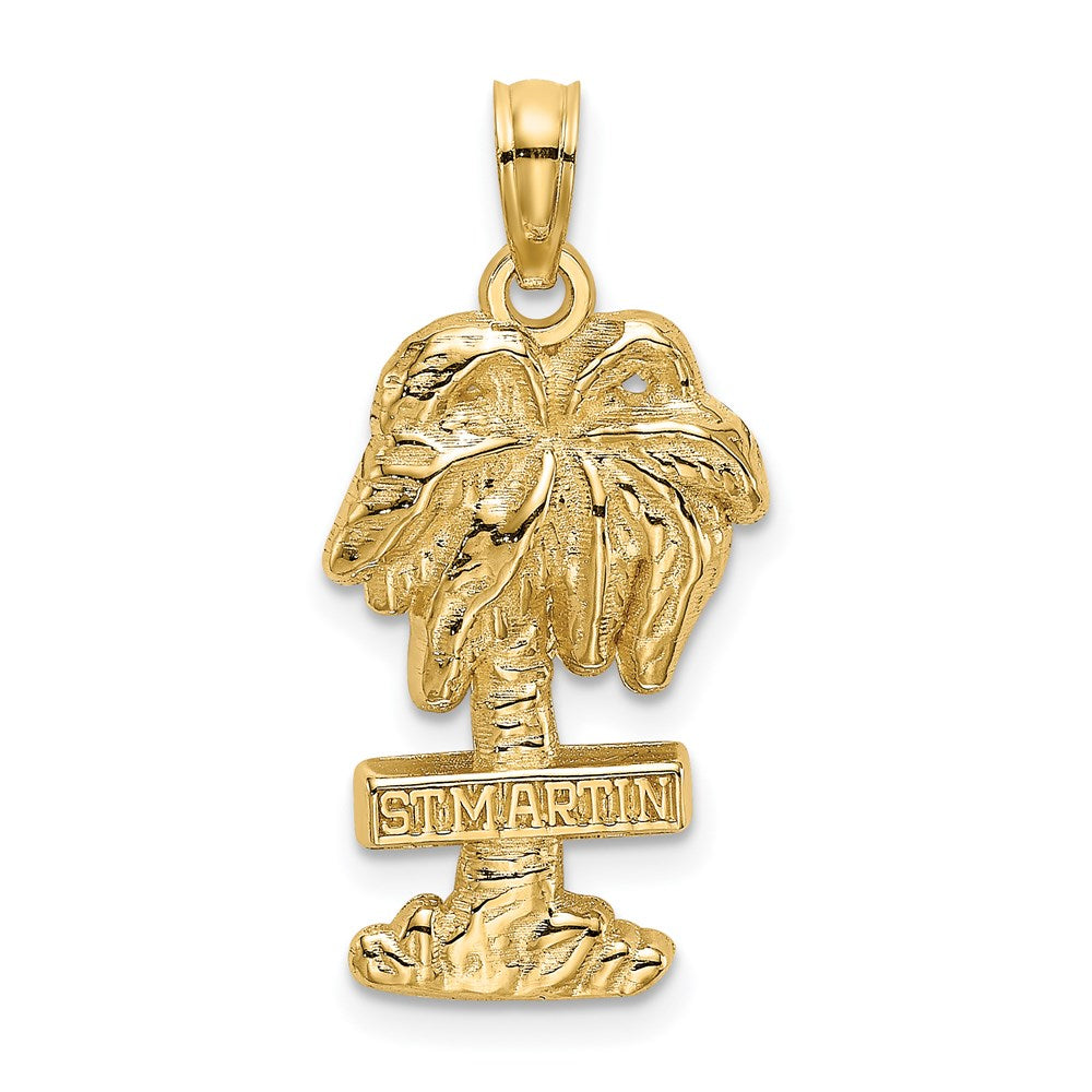 14k Yellow Gold 2-D ST. MARTIN On Palm Tree Charm