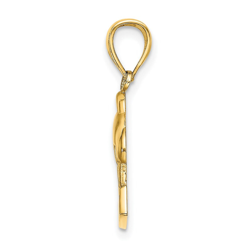 14k Yellow Gold 2-D ARUBA Under Polished Dolphin Charm