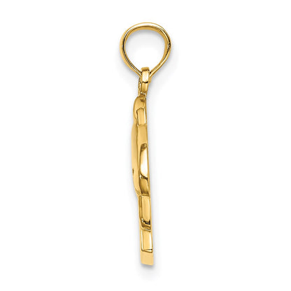 14k Yellow Gold 2-D CURACAO Under Polished Dolphin Charm