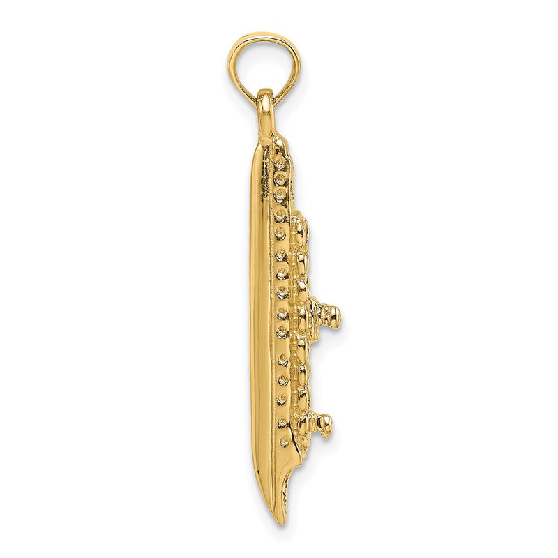 14k Yellow Gold 3-D Polished Cruise Ship Charm