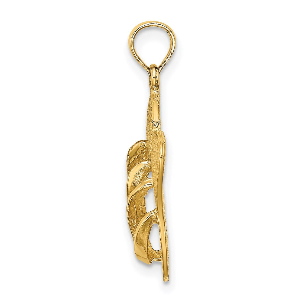 14k Yellow Gold 3D SANIBEL ISLAND w/ Large Double Flip-Flop Charm
