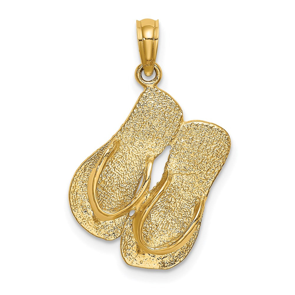 14k Yellow Gold 3D SANIBEL ISLAND w/ Large Double Flip-Flop Charm