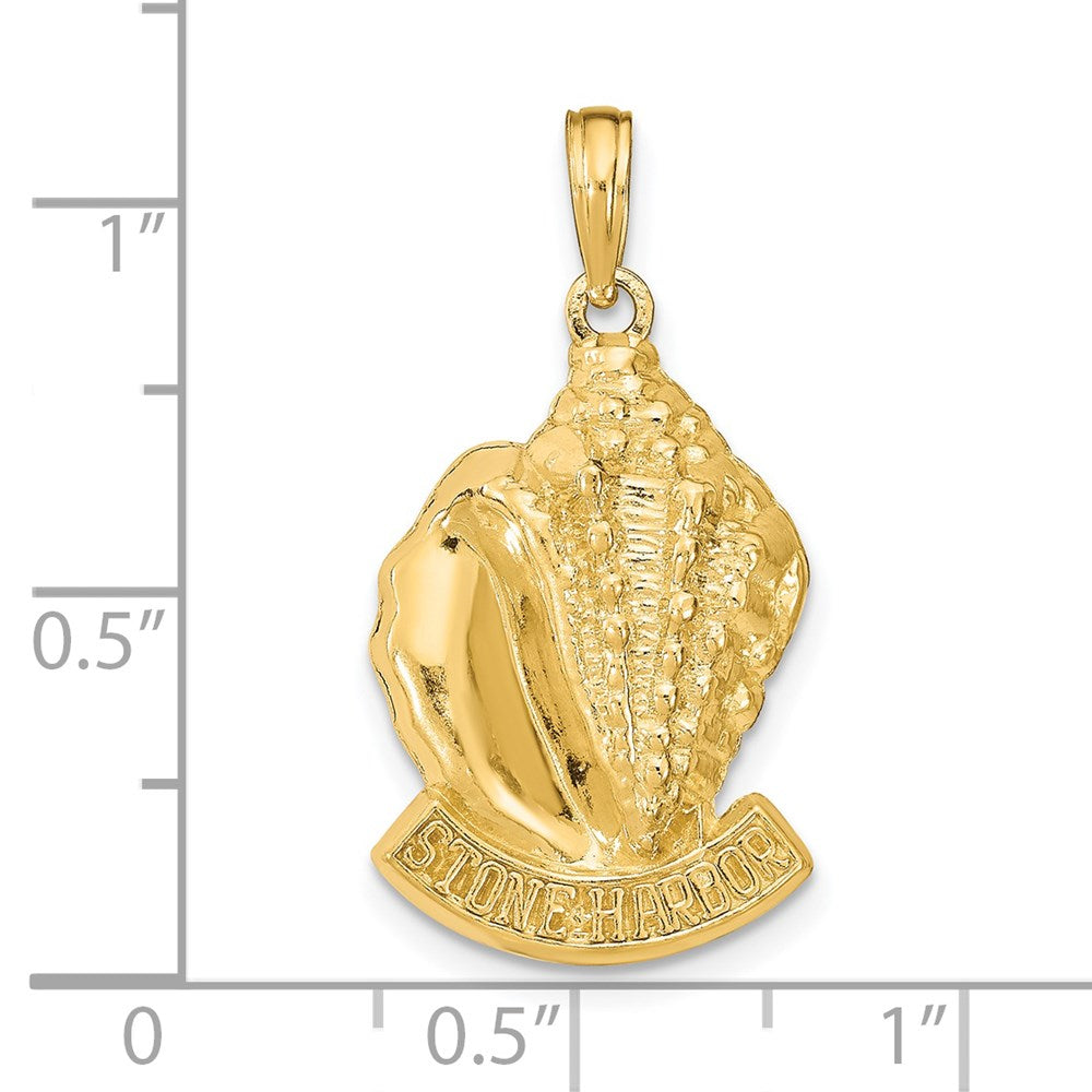 14k Yellow Gold STONE HARBOR NJ Conch Shell Pendant