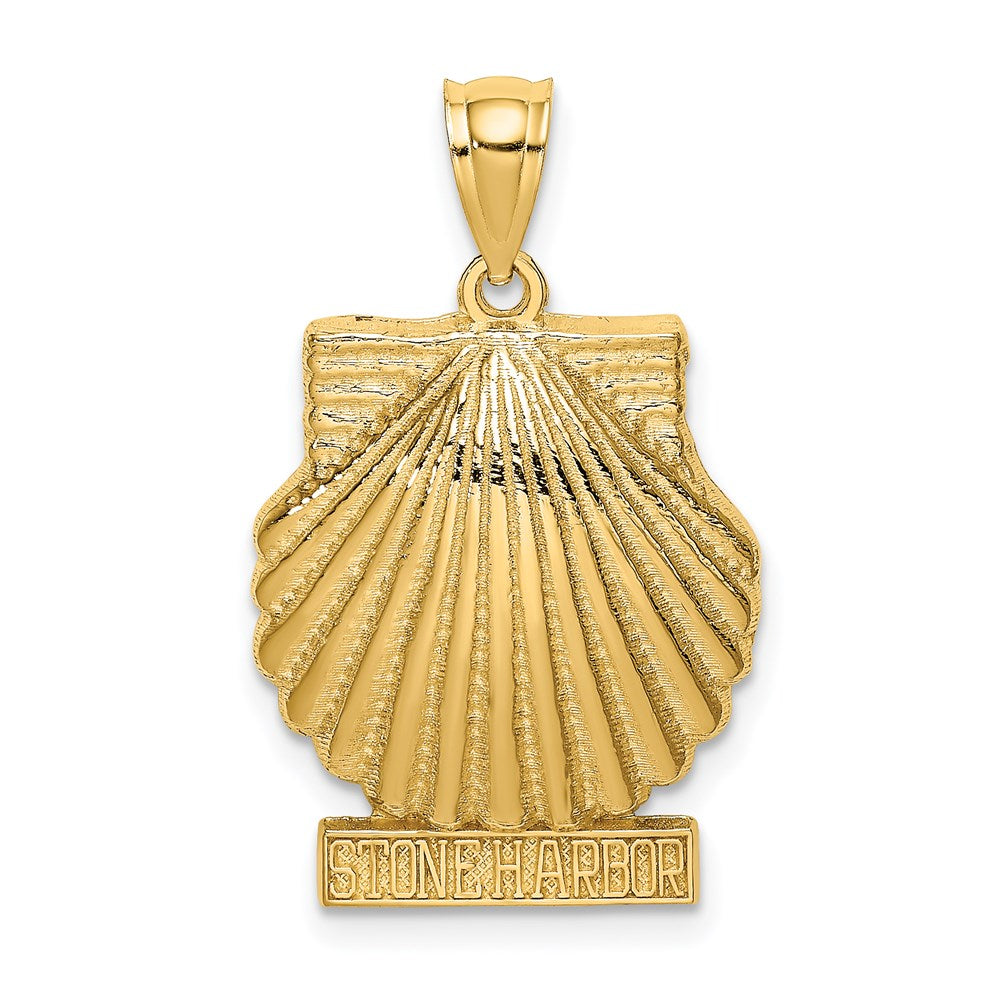 14k Yellow Gold 2-D STONE HARBOR Under Scallop Shell Charm