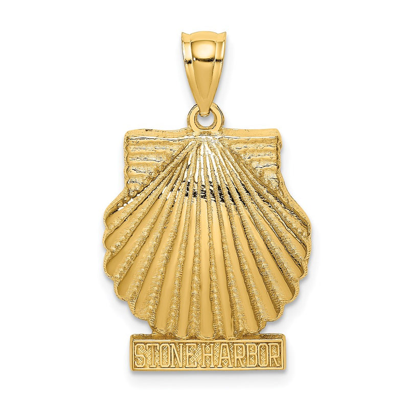 14k Yellow Gold 2-D STONE HARBOR Under Scallop Shell Charm