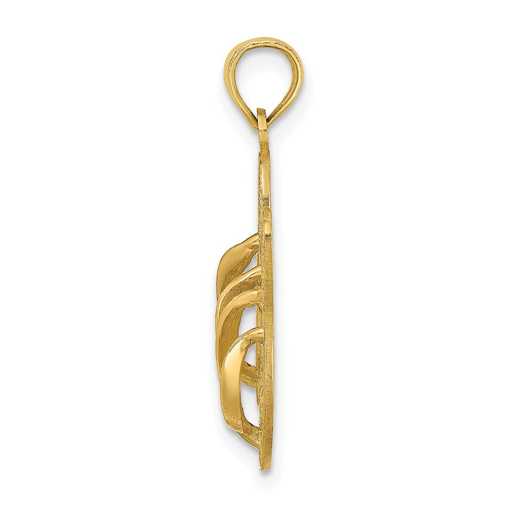 14k Yellow Gold 3D Polished OCEAN CITY Flip-Flop Charm