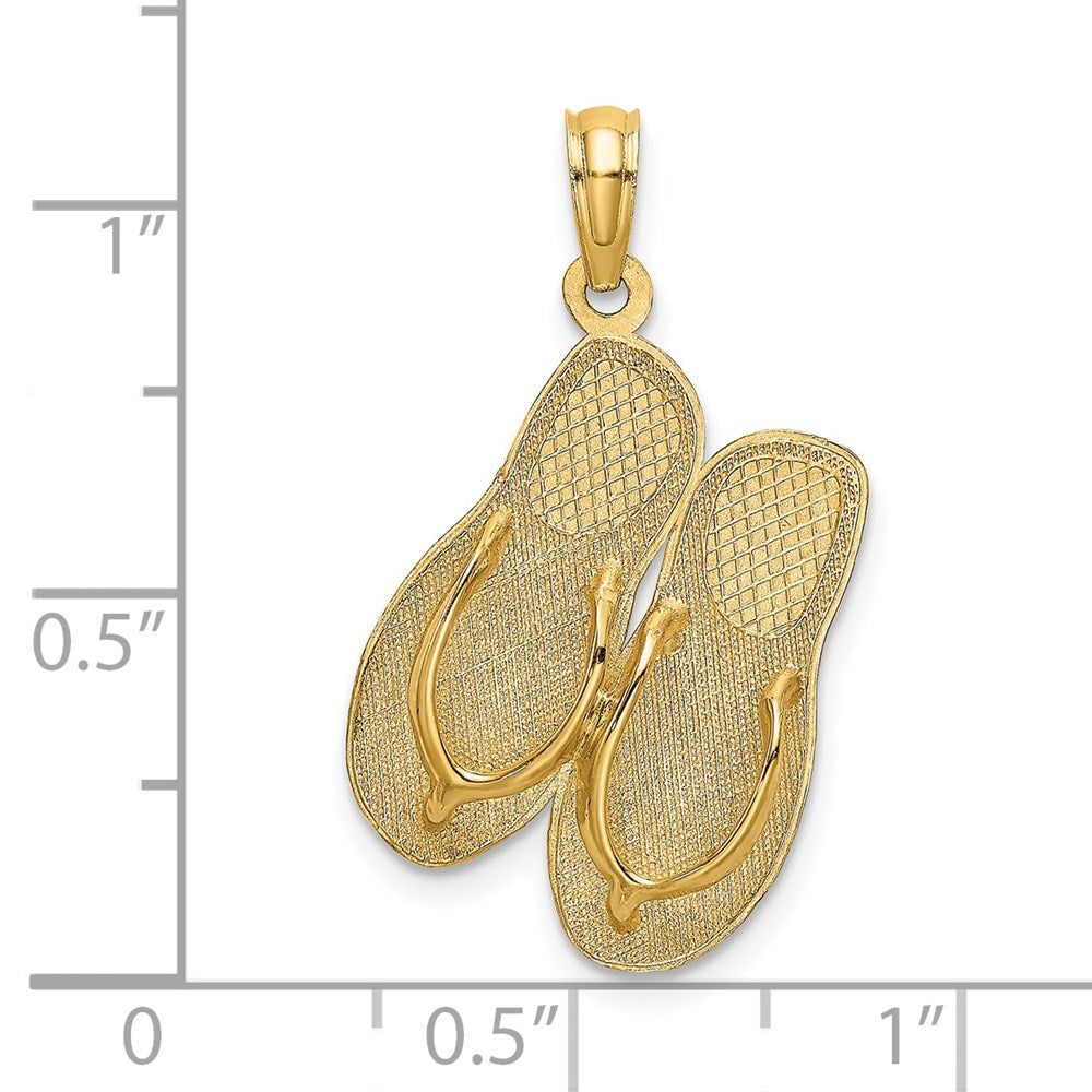 14k Yellow Gold 3D Polished OCEAN CITY Flip-Flop Charm