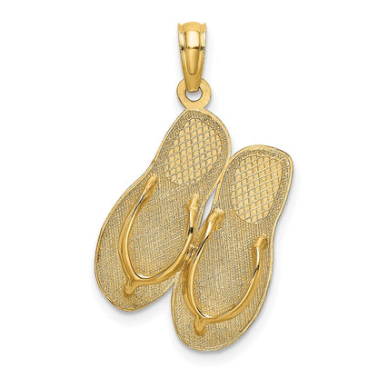 14k Yellow Gold 3D Polished OCEAN CITY Flip-Flop Charm