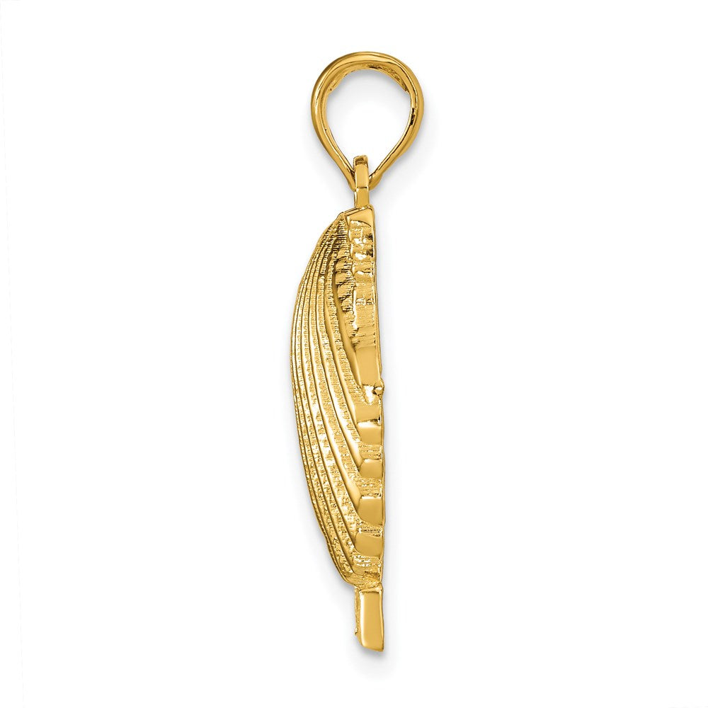 14k Yellow Gold 3D CAPE MAY Scallop Shell Pendant