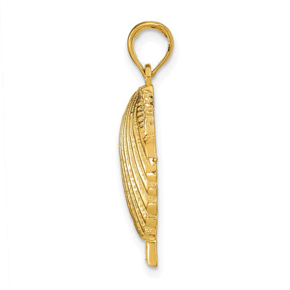 14k Yellow Gold 3D CAPE MAY Scallop Shell Pendant