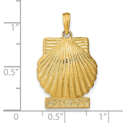 14k Yellow Gold 3D CAPE MAY Scallop Shell Pendant