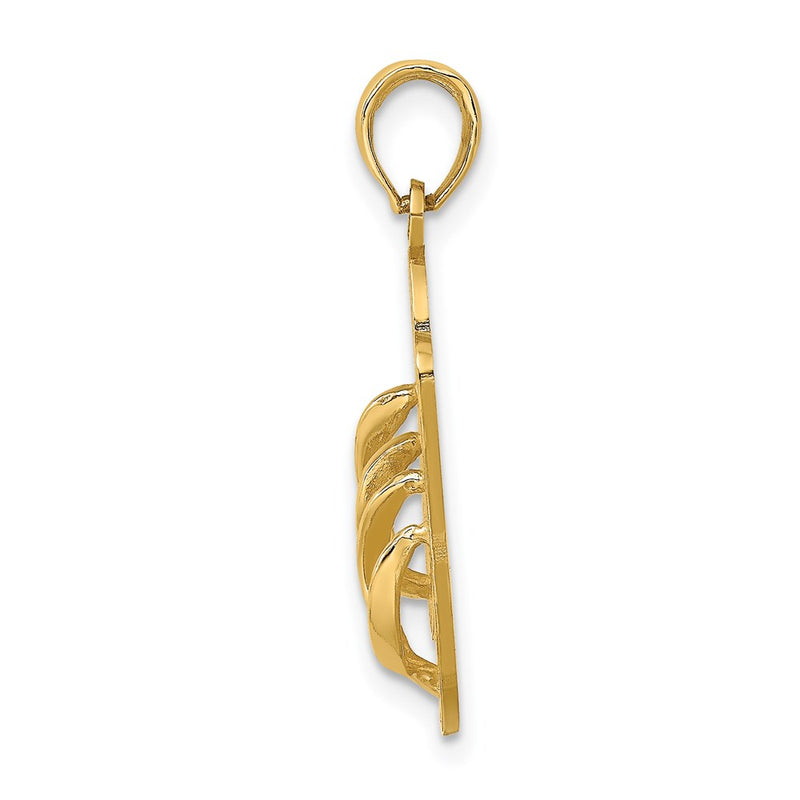14k Yellow Gold 3D Large Polished CAPE MAY DOUBLE FLIP-FLOP Charm