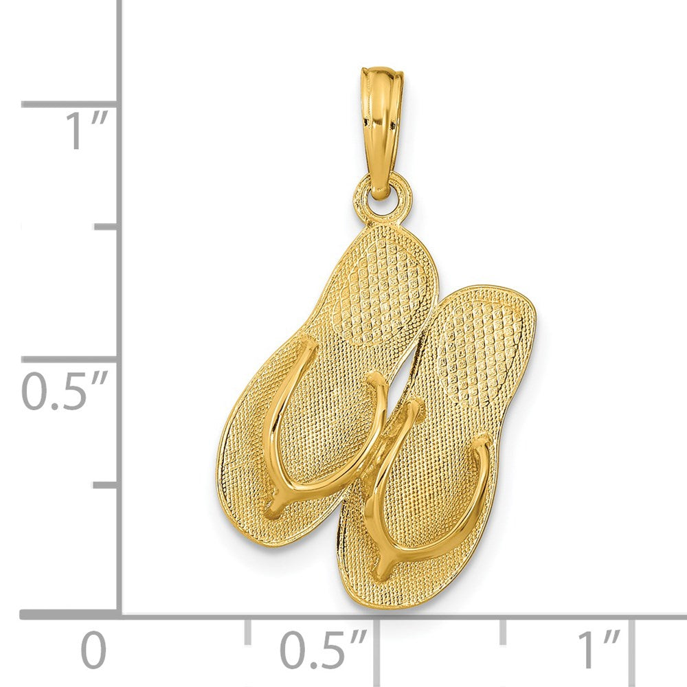 14k Yellow Gold AVALON Reversible Flip Flops Pendant