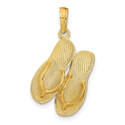 14k Yellow Gold AVALON Reversible Flip Flops Pendant