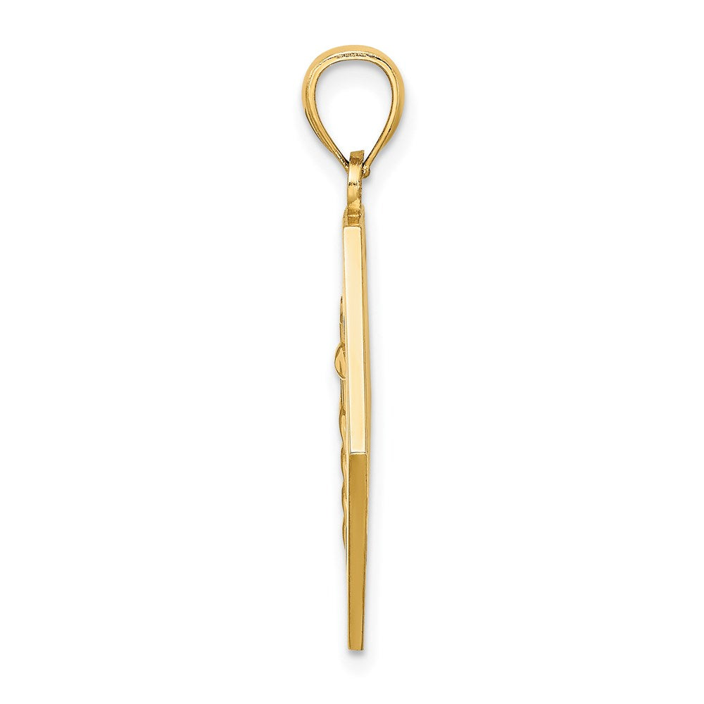 14k Yellow Gold Textured Back Caduceus Medical Disc