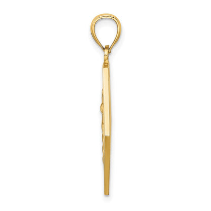 14k Yellow Gold Textured Back Caduceus Medical Disc