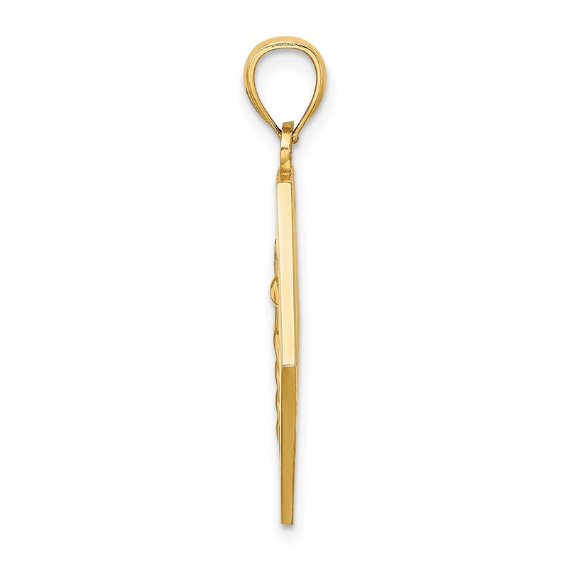 14k Yellow Gold Textured Back Caduceus Medical Disc