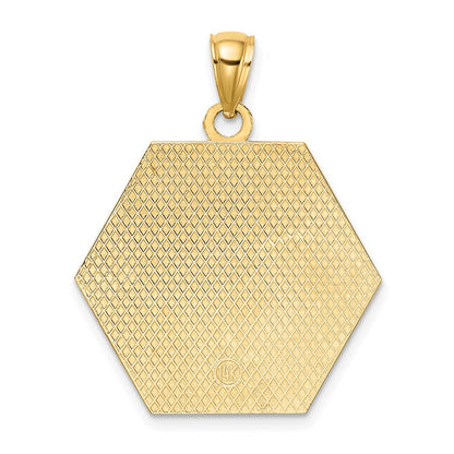 14k Yellow Gold Textured Back Caduceus Medical Disc